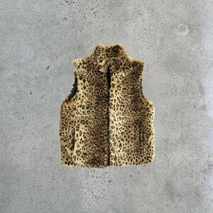 2000s Leopard print faux fur vest